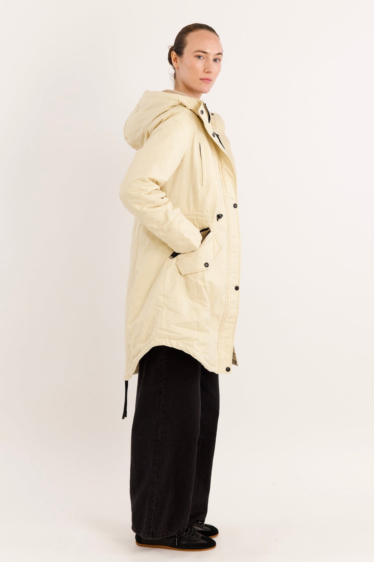 Fleece-Lined Hooded Parka Jacket with Pockets