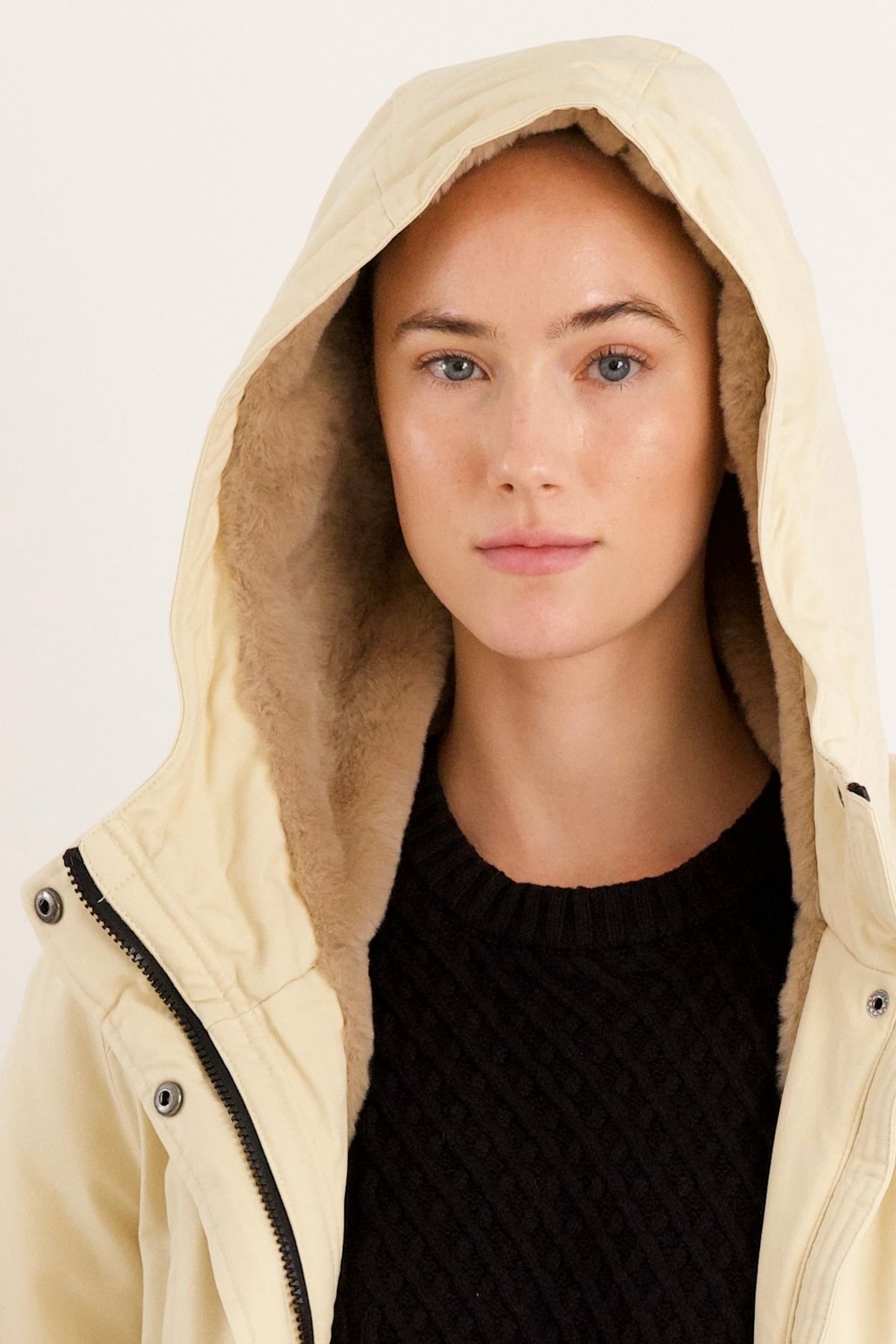 Fleece-Lined Hooded Parka Jacket with Pockets