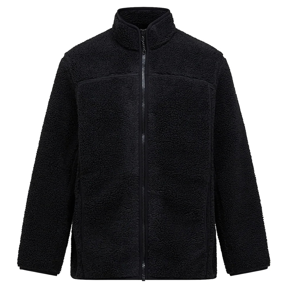 Men's Solid Pile Jacket - Black / Black