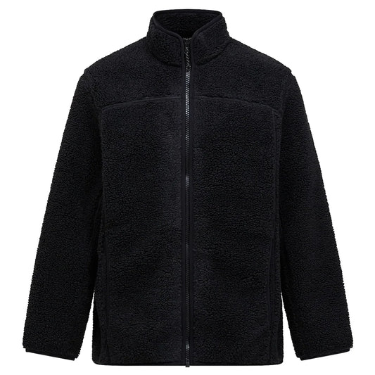 Men's Solid Pile Jacket - Black / Black