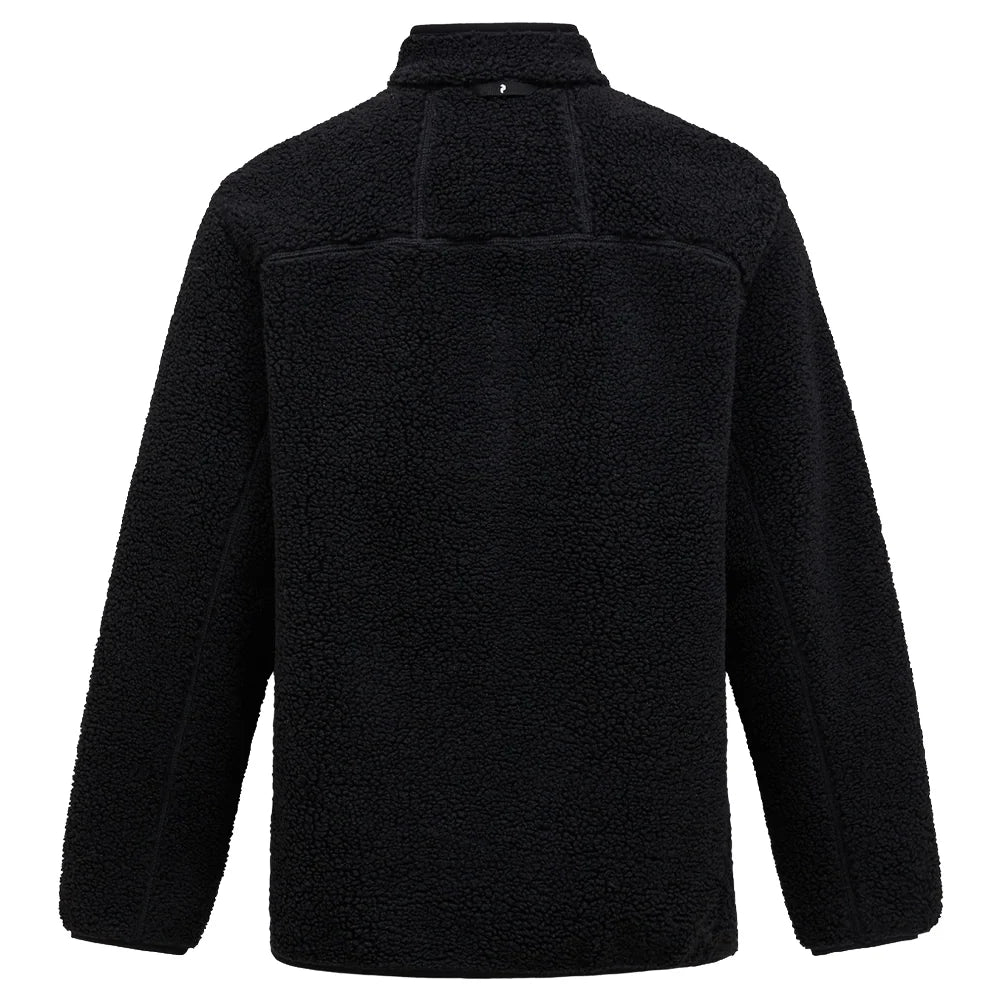 Men's Solid Pile Jacket - Black / Black
