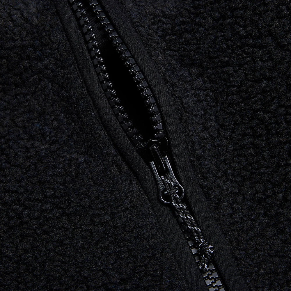 Men's Solid Pile Jacket - Black / Black