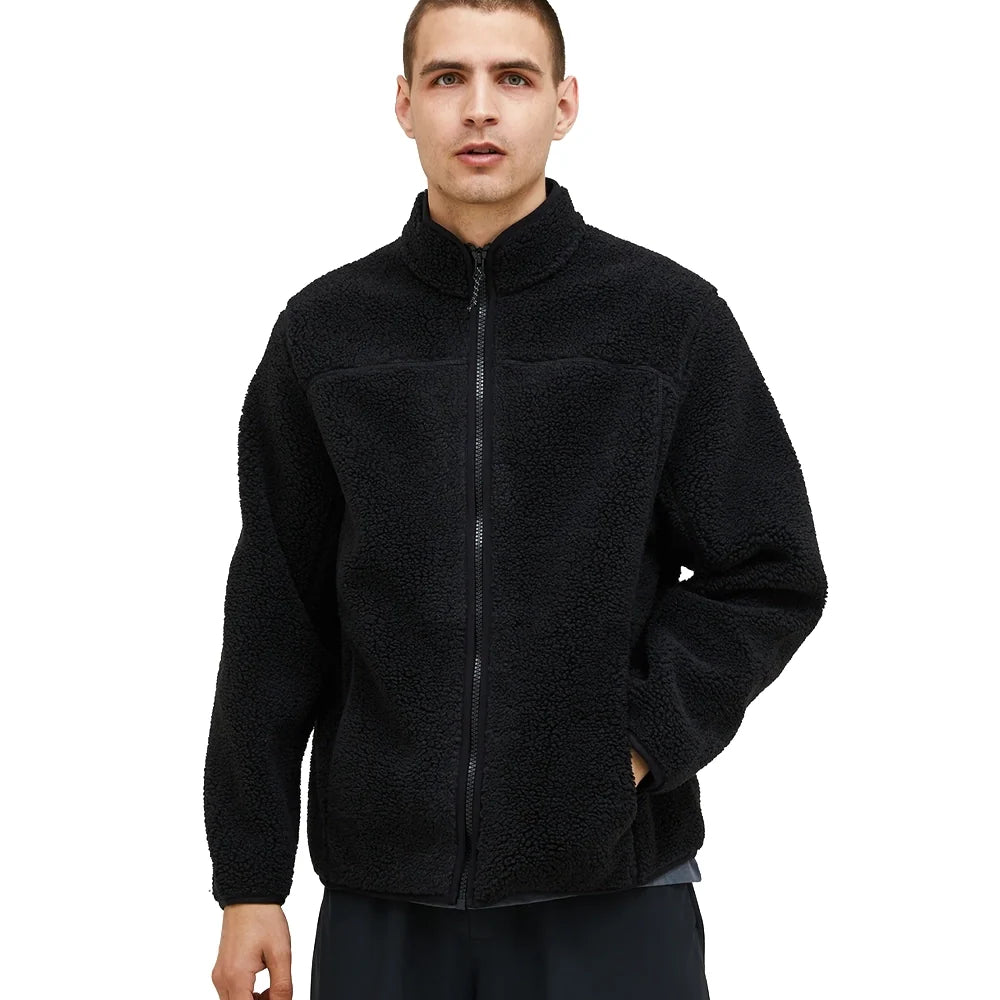 Men's Solid Pile Jacket - Black / Black