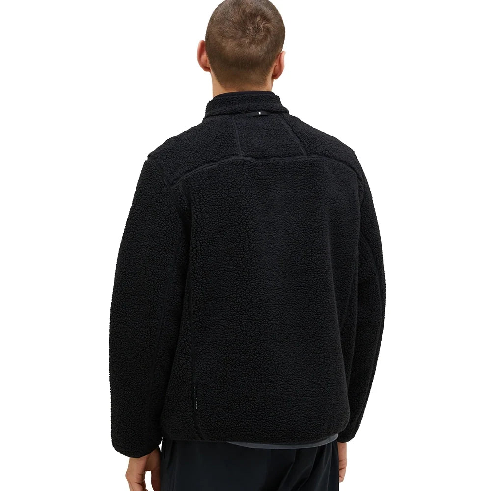 Men's Solid Pile Jacket - Black / Black