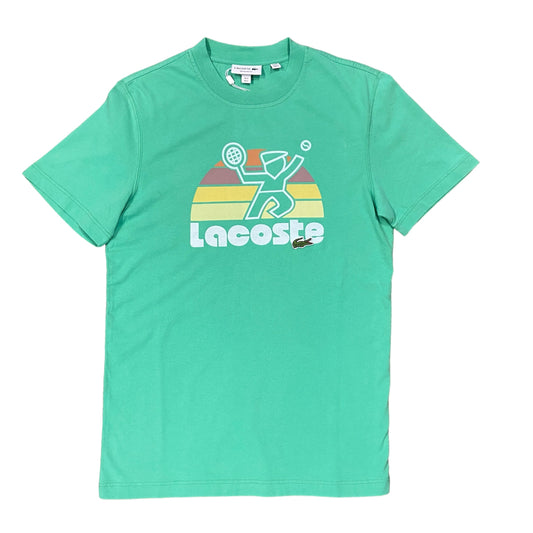 LACOSTE WASHED EFFECT TENNIS PRINT T-SHIRT Men’s -GREEN-UYX
