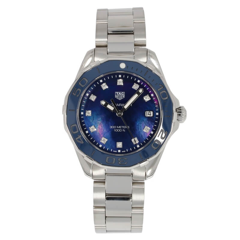 Tag Heuer Aquaracer Diamonds Blue Dial Silver Steel Strap Watch for Women - WAY131L.BA0748