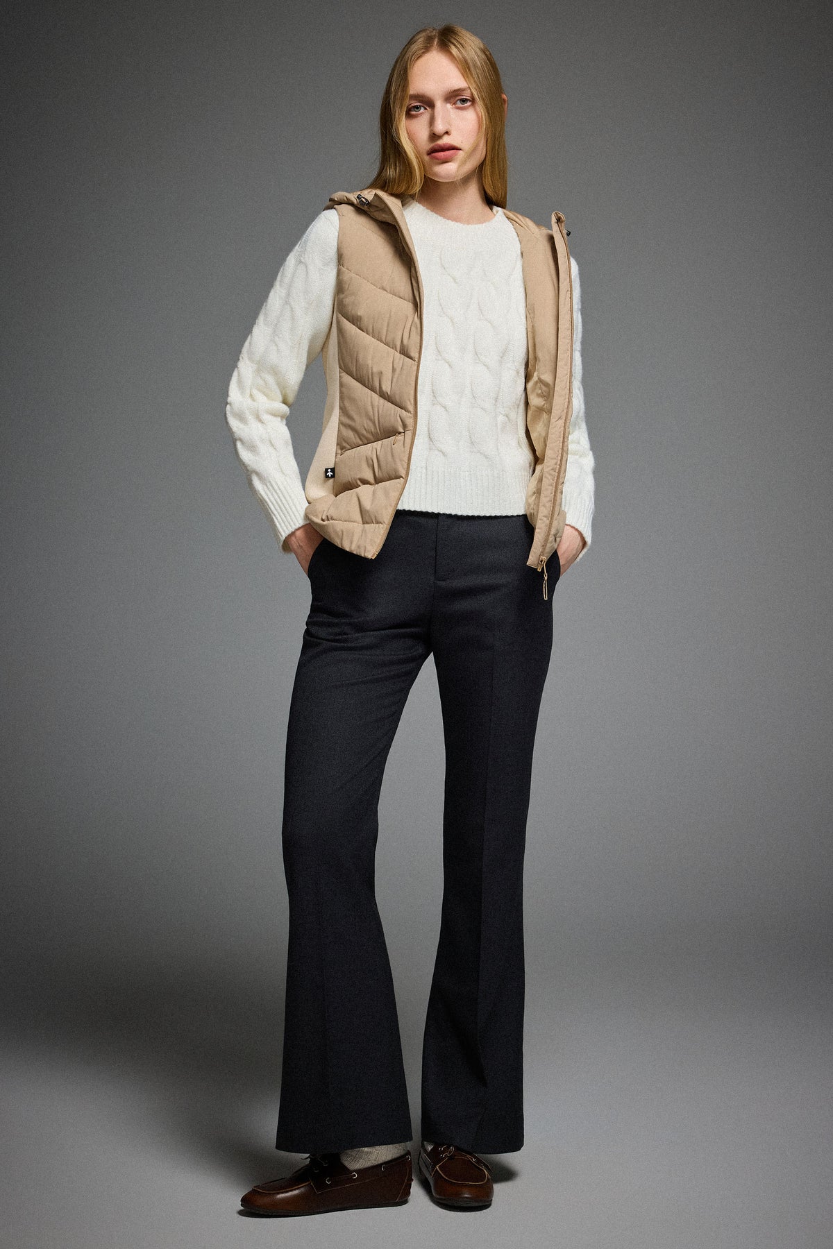 Quilted Vest with Slim-Fit Waist Design