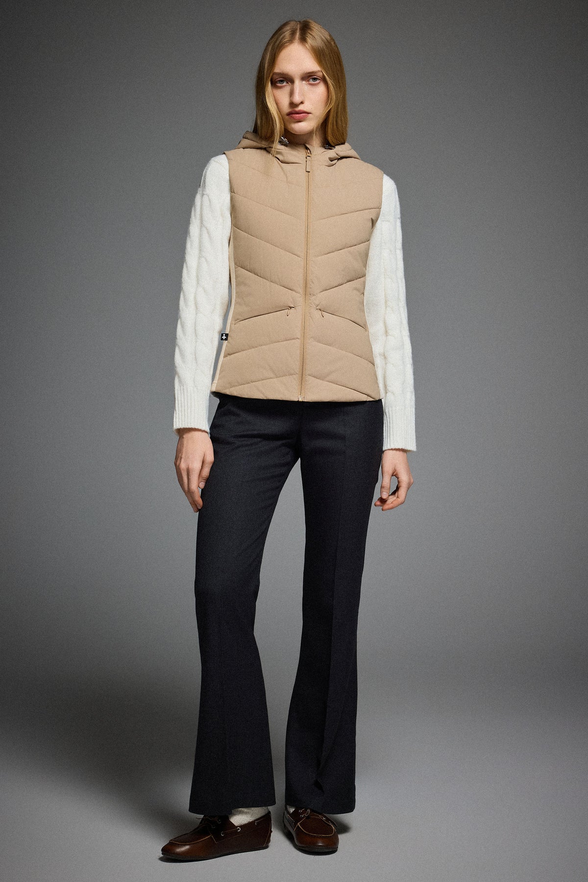 Quilted Vest with Slim-Fit Waist Design