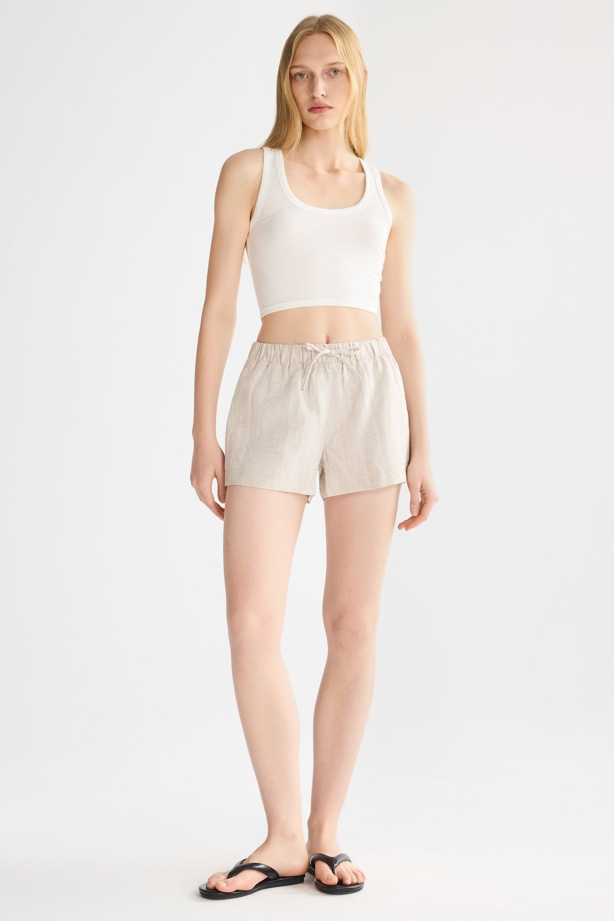 Relaxed Linen Drawstring Shorts