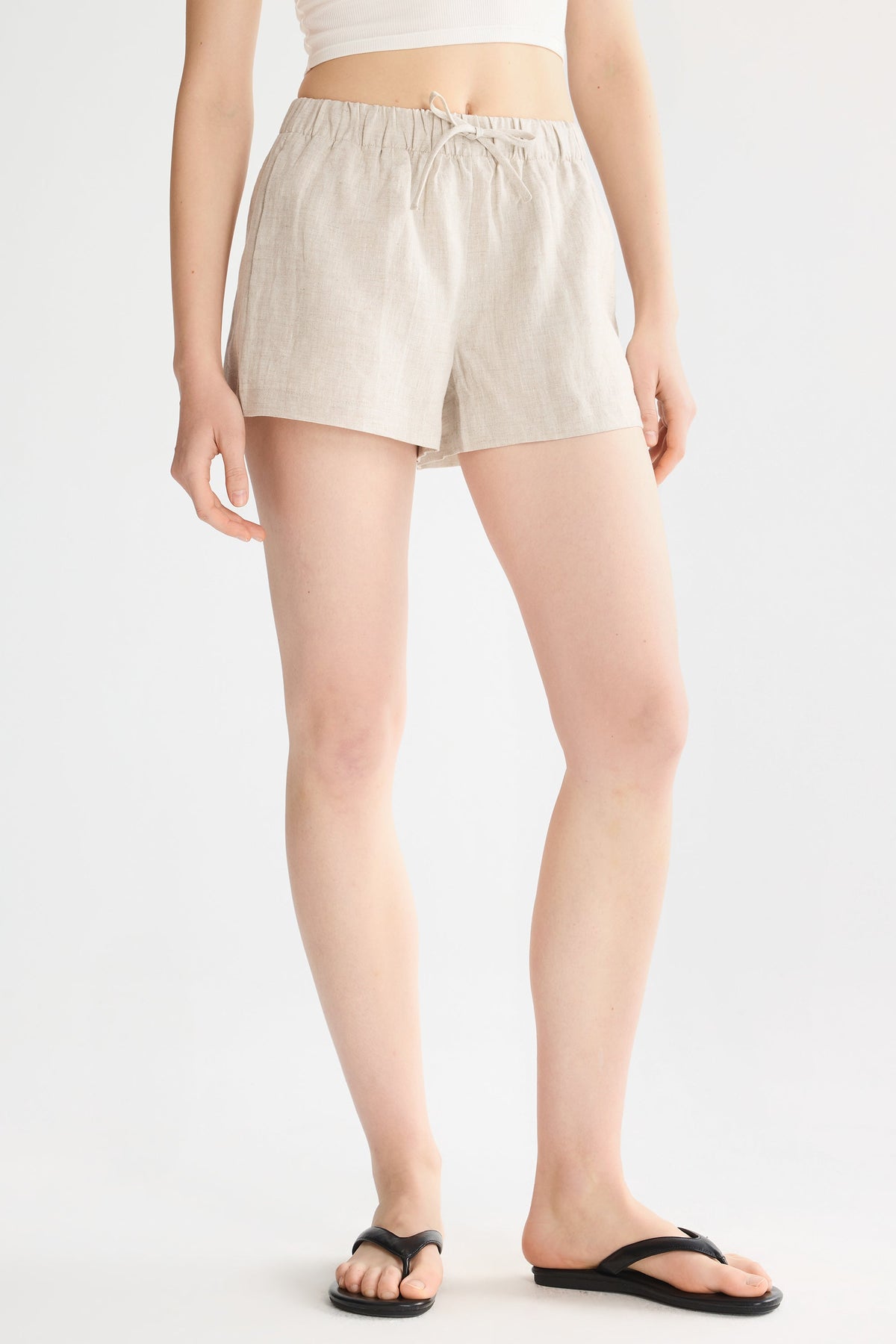 Relaxed Linen Drawstring Shorts