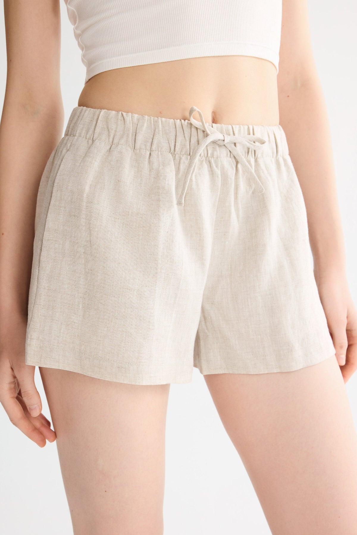 Relaxed Linen Drawstring Shorts