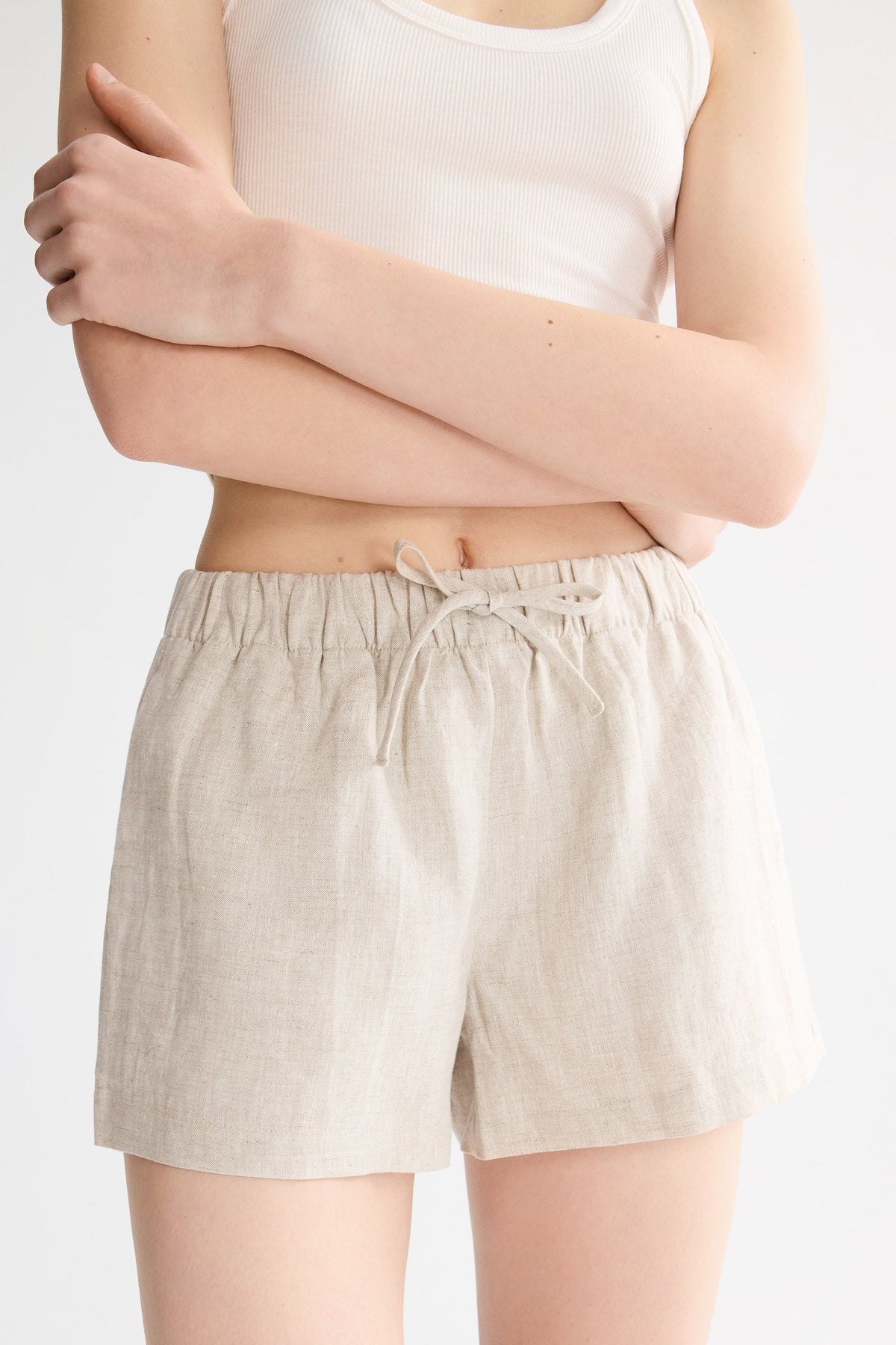 Relaxed Linen Drawstring Shorts