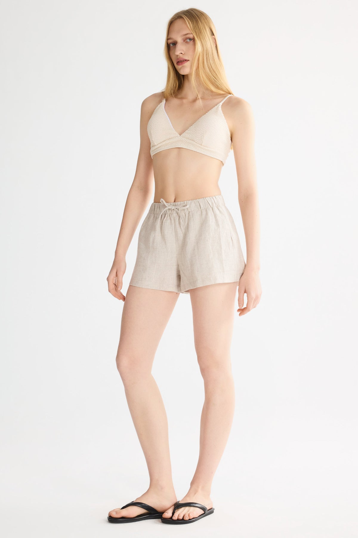 Relaxed Linen Drawstring Shorts
