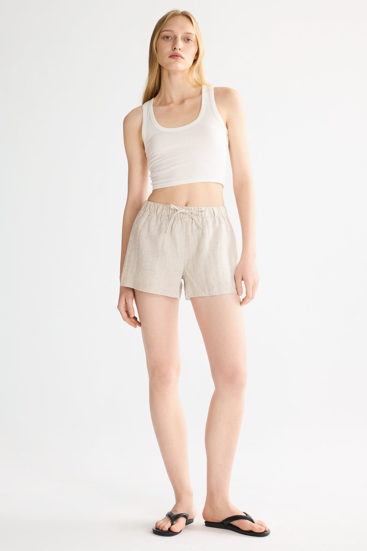Relaxed Linen Drawstring Shorts