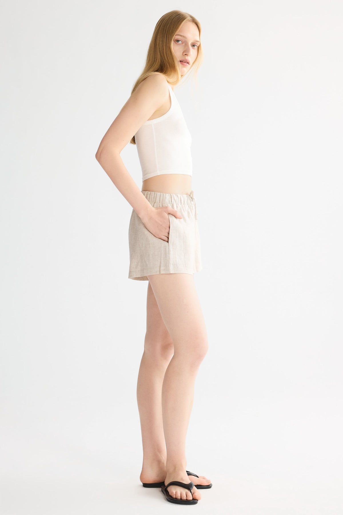 Relaxed Linen Drawstring Shorts