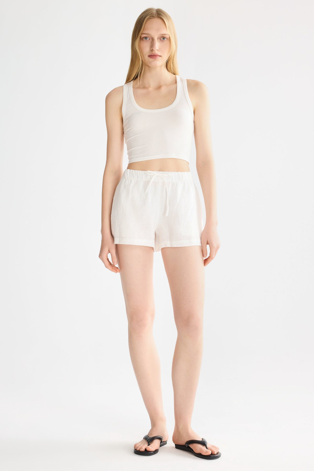 Relaxed Linen Drawstring Shorts