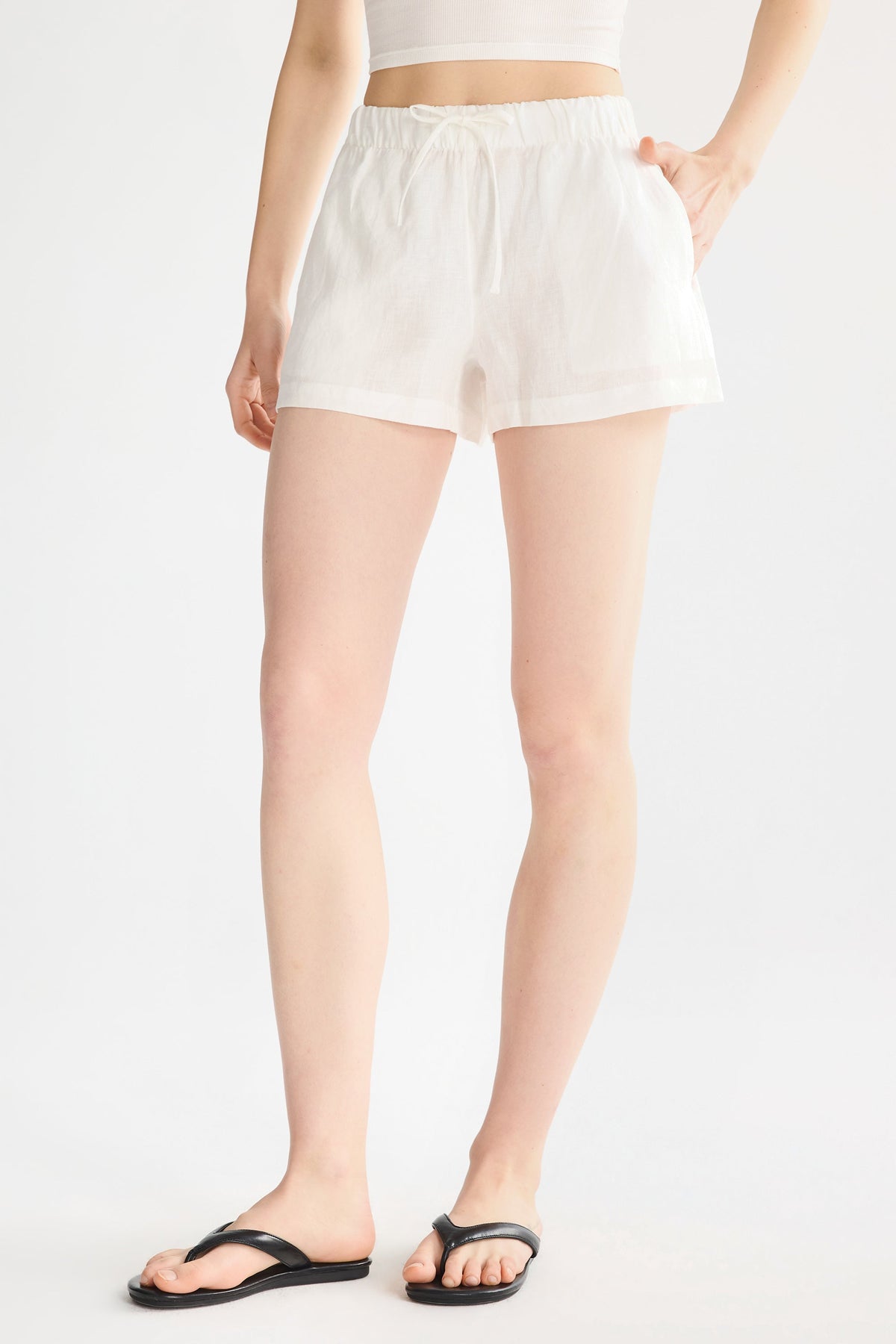 Relaxed Linen Drawstring Shorts