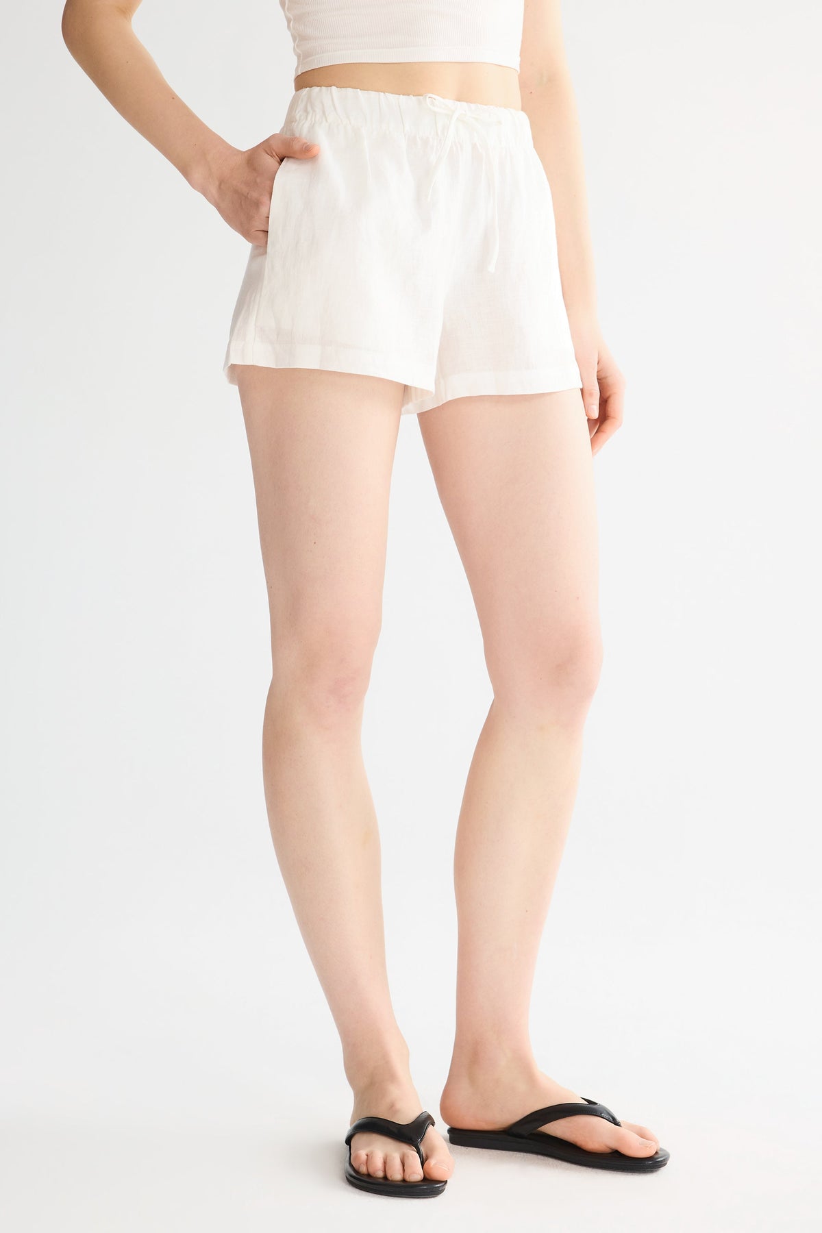 Relaxed Linen Drawstring Shorts