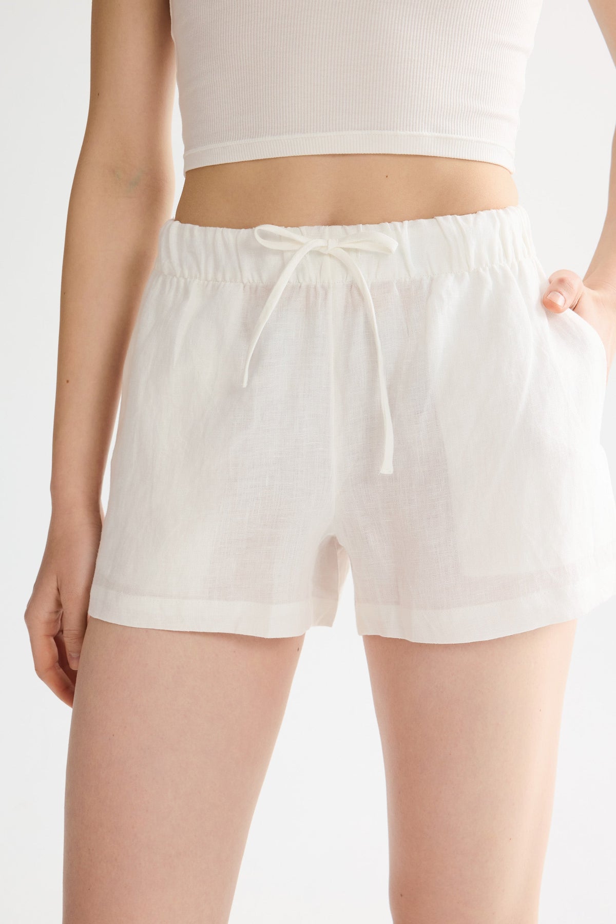 Relaxed Linen Drawstring Shorts