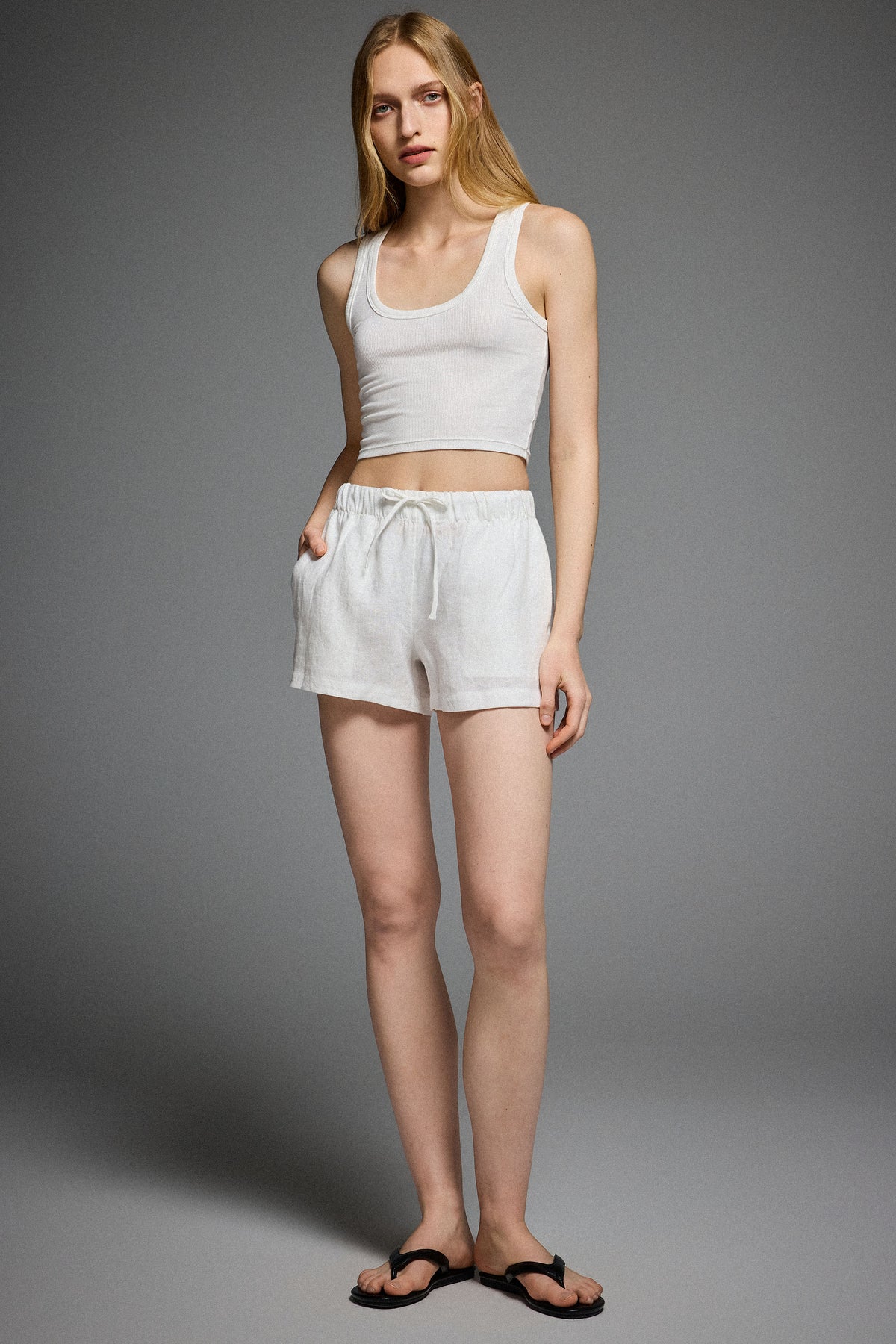 Relaxed Linen Drawstring Shorts