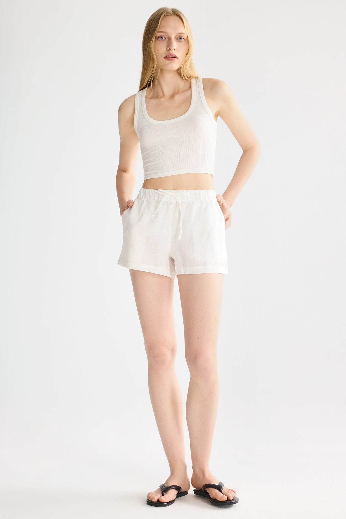 Relaxed Linen Drawstring Shorts