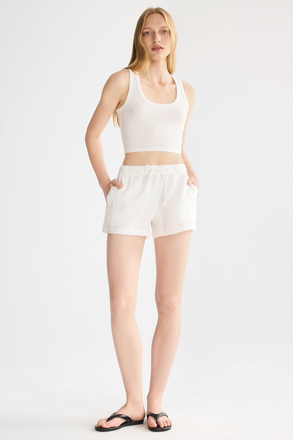 Relaxed Linen Drawstring Shorts