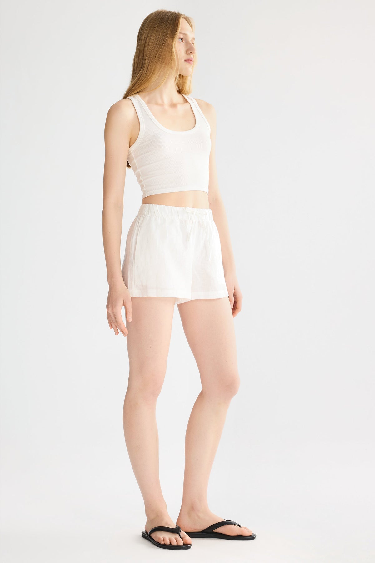 Relaxed Linen Drawstring Shorts