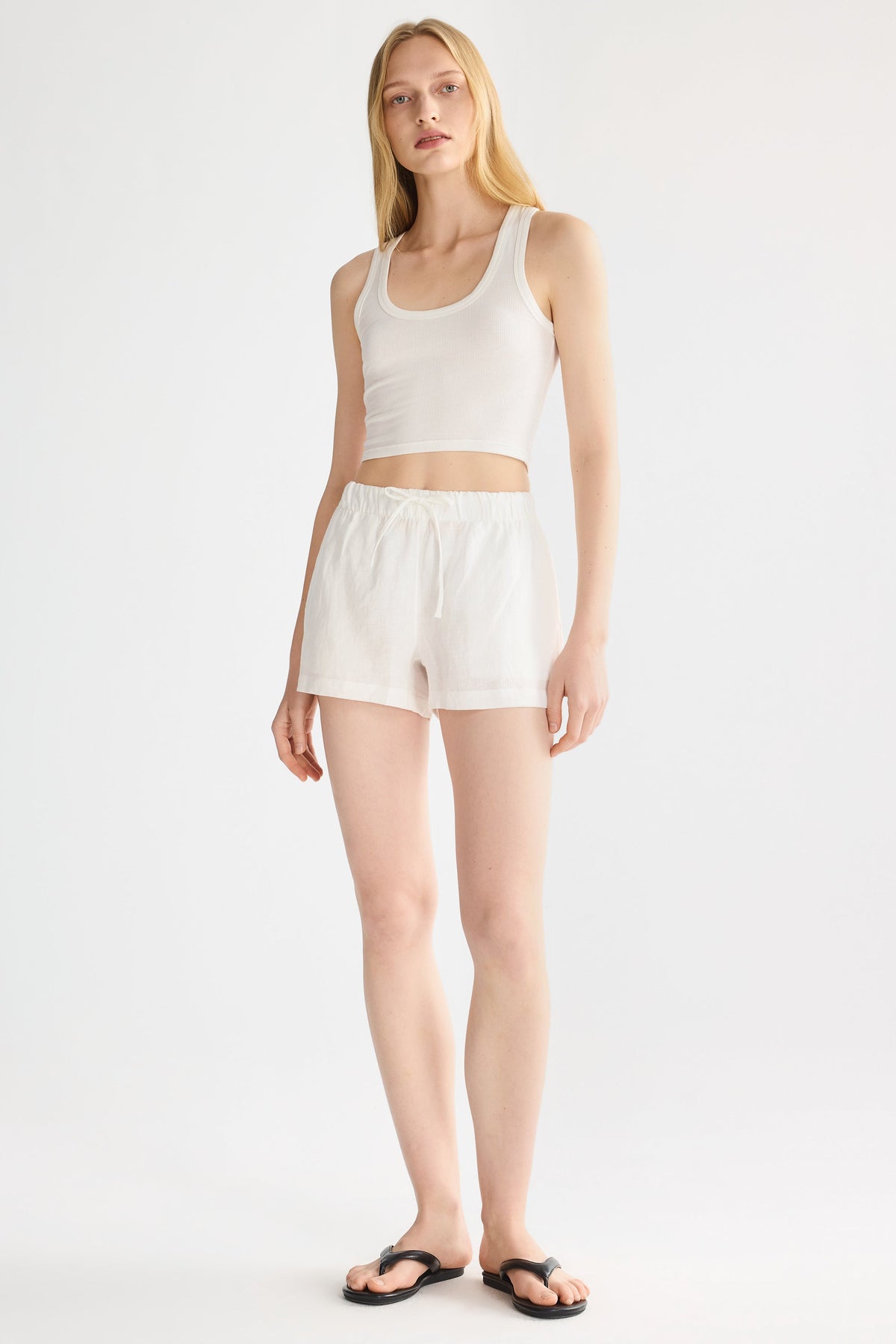Relaxed Linen Drawstring Shorts