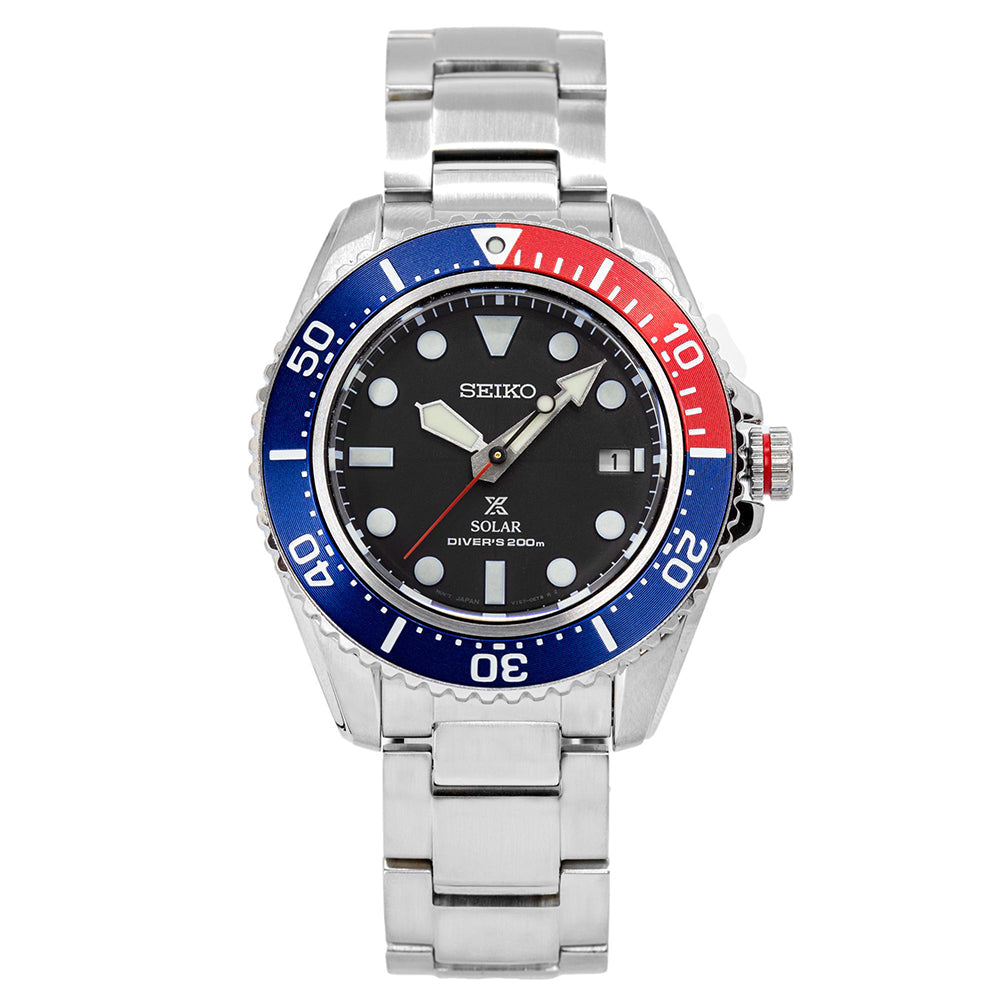 Seiko Men's SNE591P1 Prospex Black Dial Solar 200m Watch