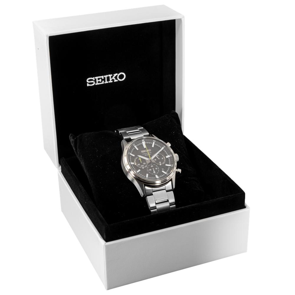 Seiko Men's SSB413P1 Sport Chronograph Black Dial Watch