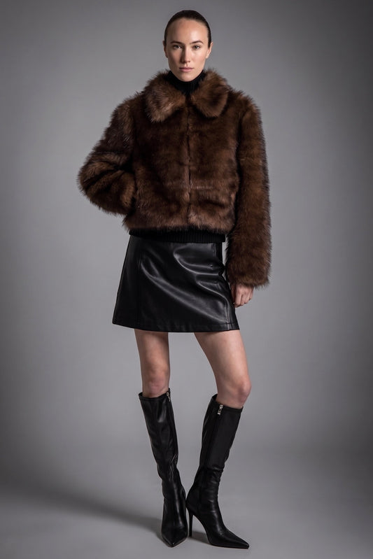 Cropped Faux Fur Coat