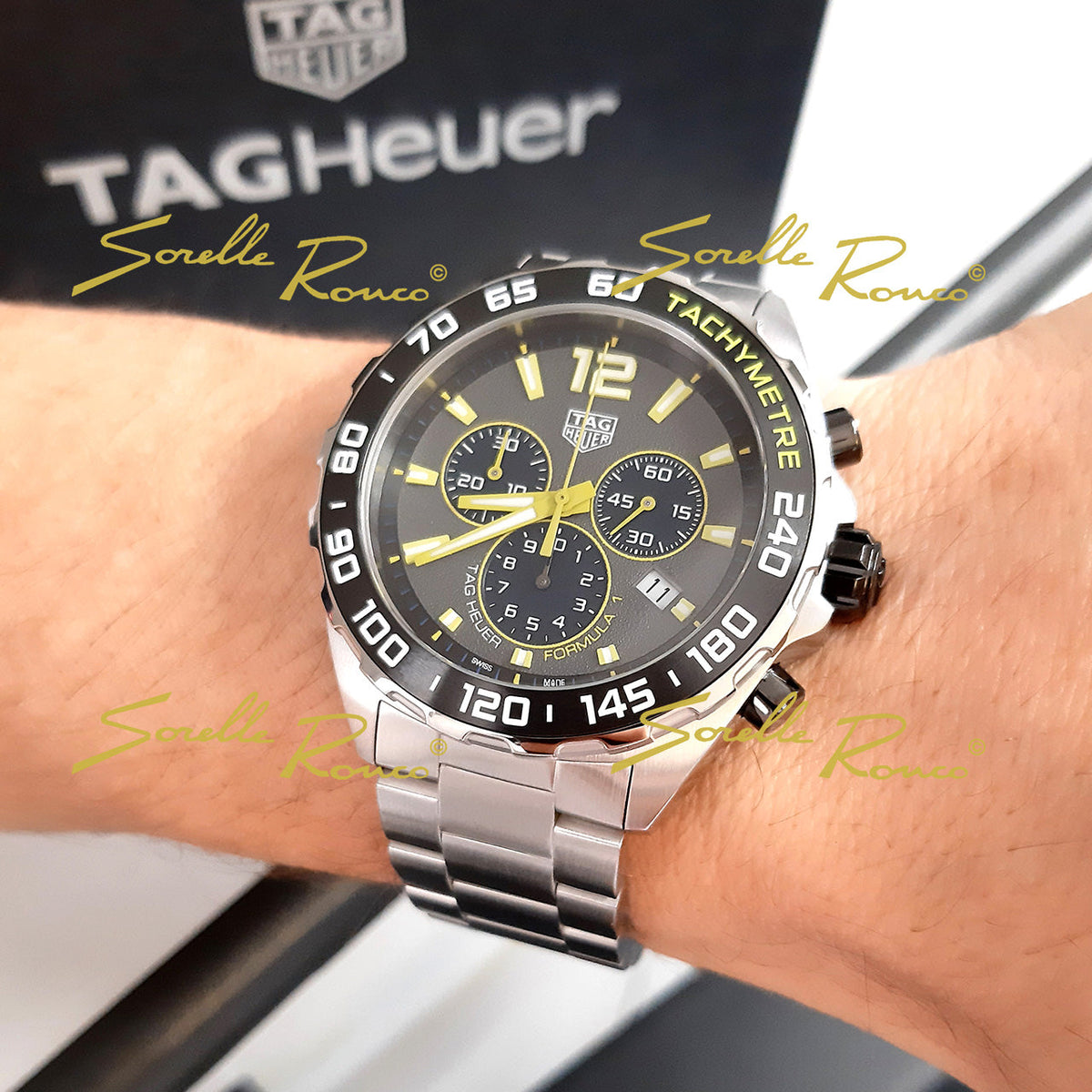 Tag Heuer Formula 1 Chronograph Grey Dial Silver Steel Strap Watch for Men - CAZ101AG.BA0842