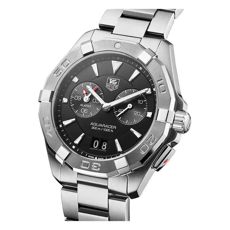 Tag Heuer Aquaracer Quartz Black Dial Silver Steel Strap Watch for Men - WAY111Z.BA0928