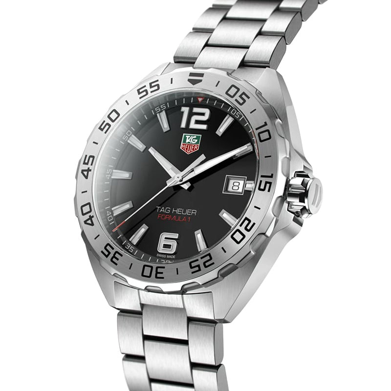 Tag Heuer Formula 1 Black Dial Silver Steel Strap Watch for Men - WAZ1112.BA0875