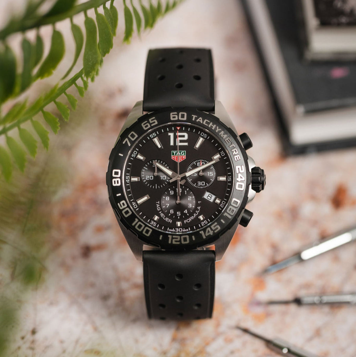Tag Heuer Formula 1 Black Dial Black Leather Strap Watch for Men - CAZ1010.FT8024