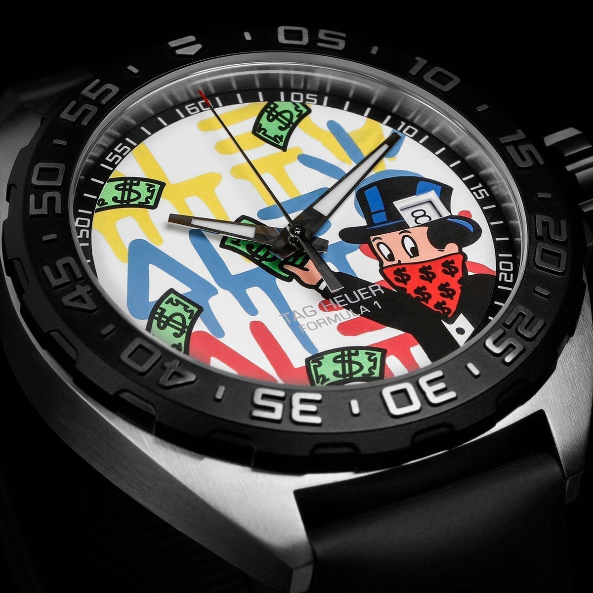 Tag Heuer Formula 1 Alec Monopoly Special Edition Black Rubber Strap Watch for Men - WAZ1119.FT8023