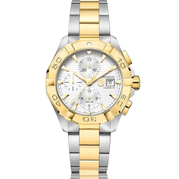 Tag Heuer Aquaracer Caliber 16 Automatic White Dial Two Tone Steel Strap Watch for Men - CAY2121.BB0923