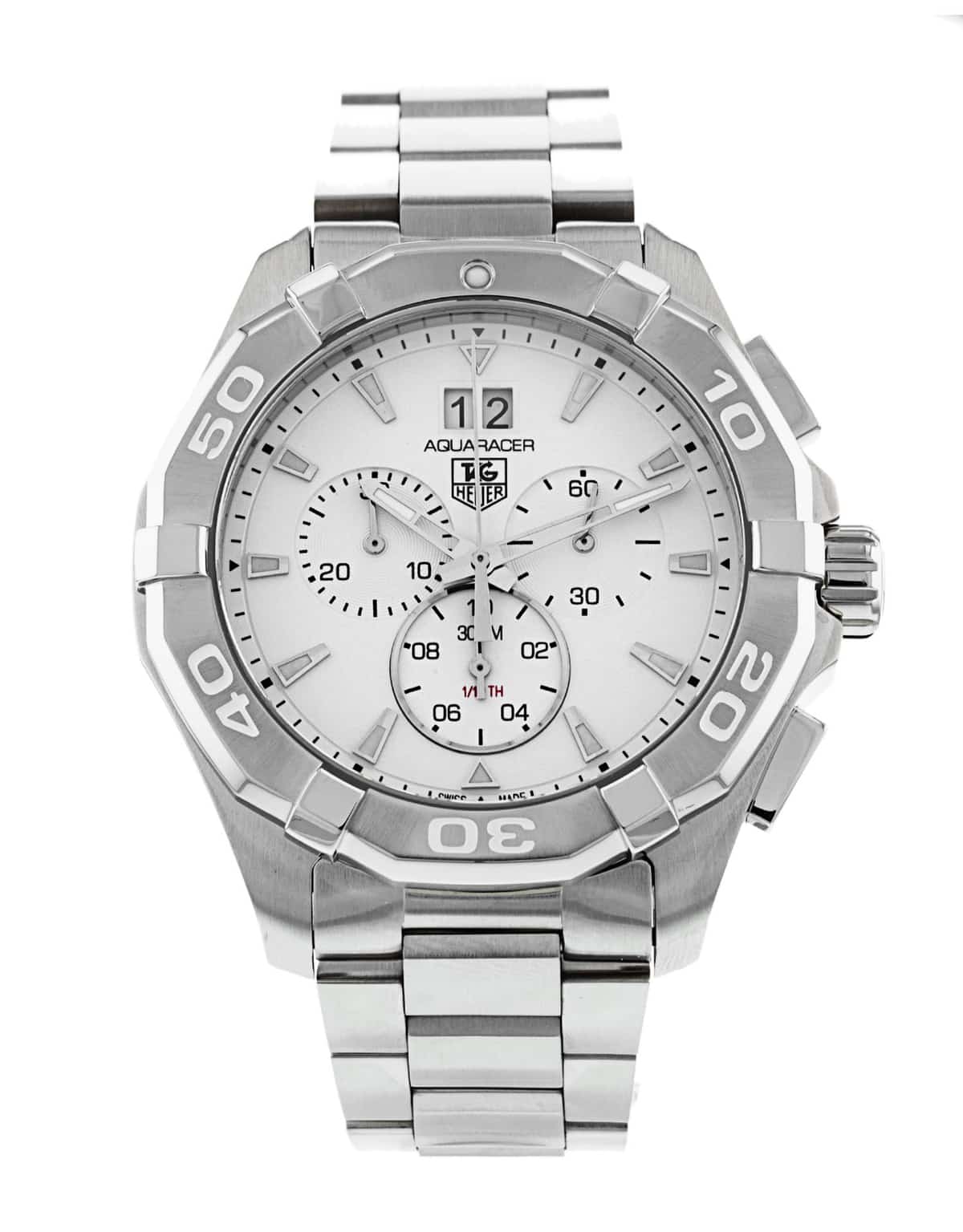 Tag Heuer Aquaracer White Dial Silver Steel Strap Watch for Men - CAY1111.BA0927