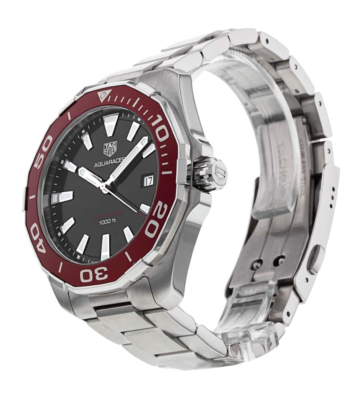 Tag Heuer Aquaracer Black Dial Silver Steel Strap Watch for Men - WAY101B.BA0746