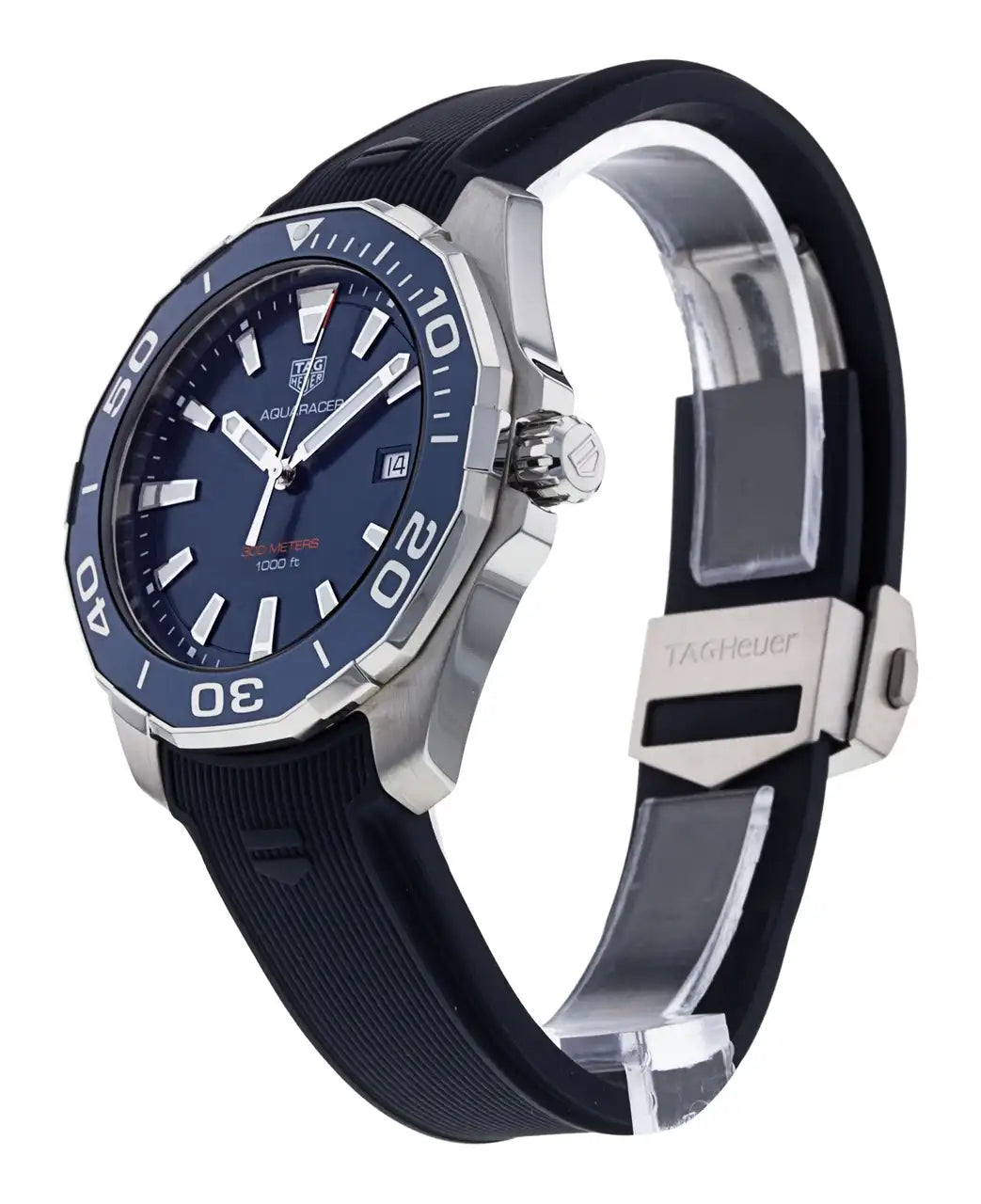 Tag Heuer Aquaracer Quartz Blue Dial Blue Rubber Strap Watch for Men -  WAY101C.FC6153