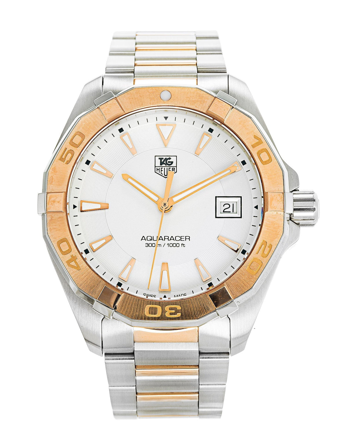 Tag Heuer Aquaracer Quartz White Dial Silver Strap Watch for Men - WAY1150.BD0911