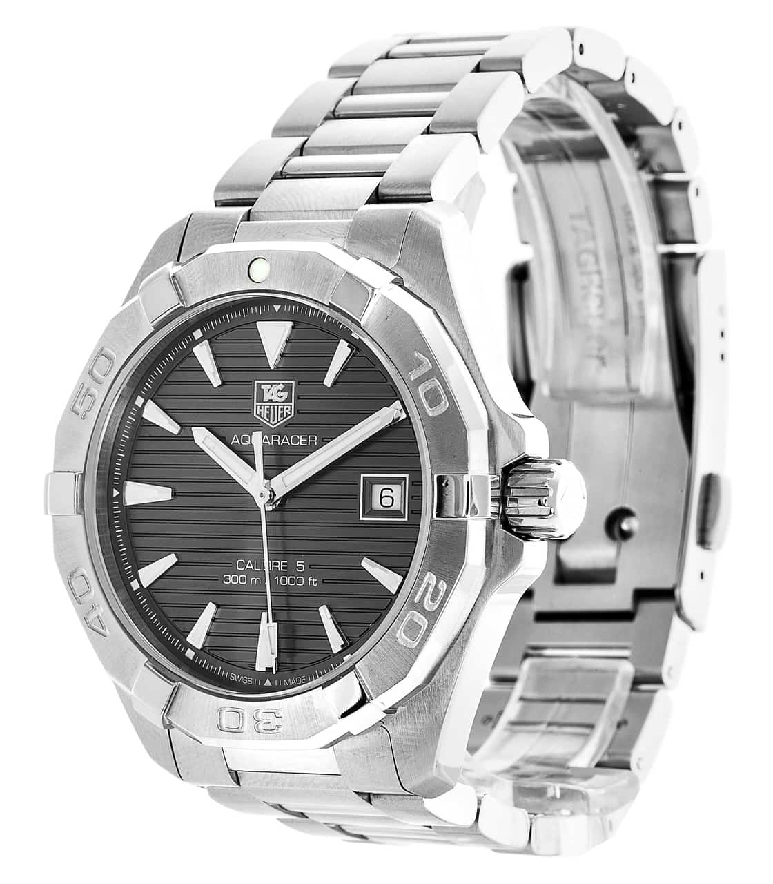 Tag Heuer Aquaracer Automatic Anthracite Grey Dial Silver Steel Strap Watch for Men - WAY2113.BA0928