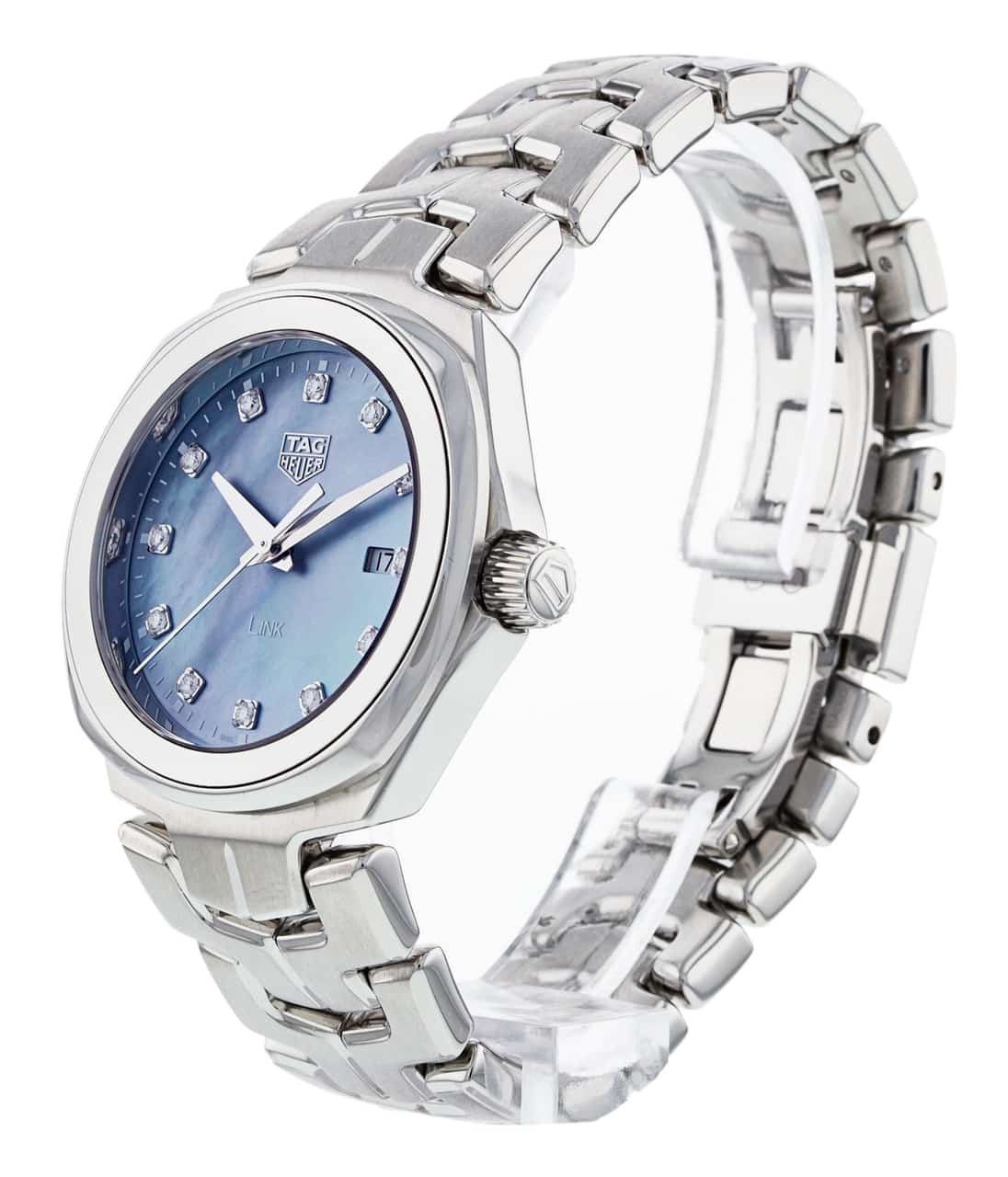 Tag Heuer Link Quartz Diamonds Blue Mother of Pearl Dial Silver Steel Strap Watch for Women - WBC1313.BA0600