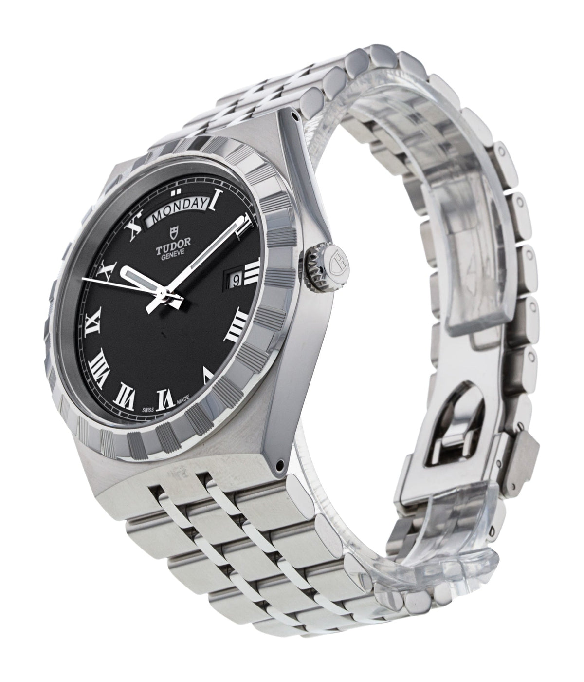 Tudor Royal Automatic Black Dial Silver Steel Strap Watch for Men - M28600-0003