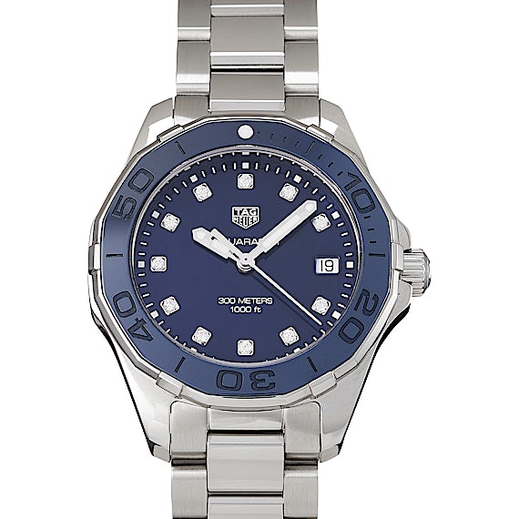 Tag Heuer Aquaracer Diamonds Blue Dial Silver Steel Strap Watch for Women - WAY131L.BA0748