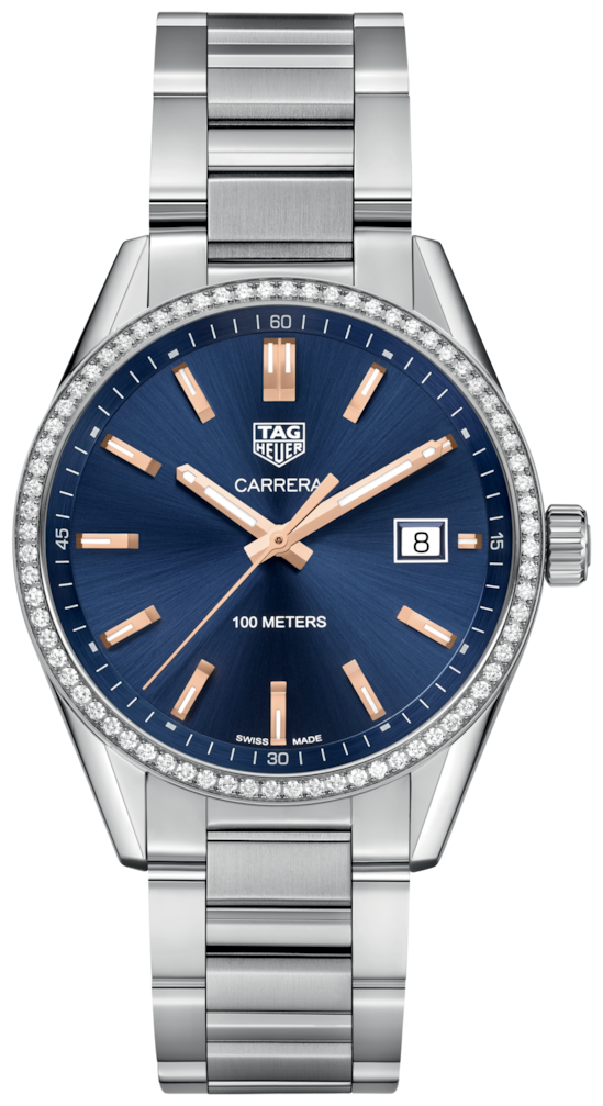 Tag Heuer Carrera Quartz Diamonds Blue Dial Silver Steel Strap Watch for Women - WAR1114.BA0601