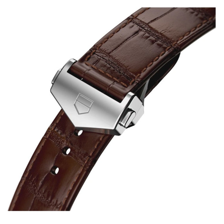 Tag Heuer Carrera Calibre 5 Automatic White Dial Brown Leather Strap Watch for Men - WAR201D.FC6291