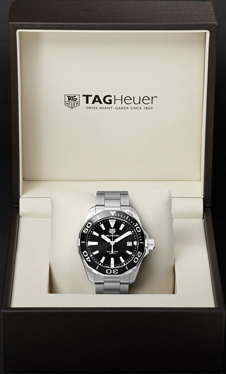 Tag Heuer Aquaracer Black Dial Silver Steel Strap Watch for Men - WAY111A.BA0928