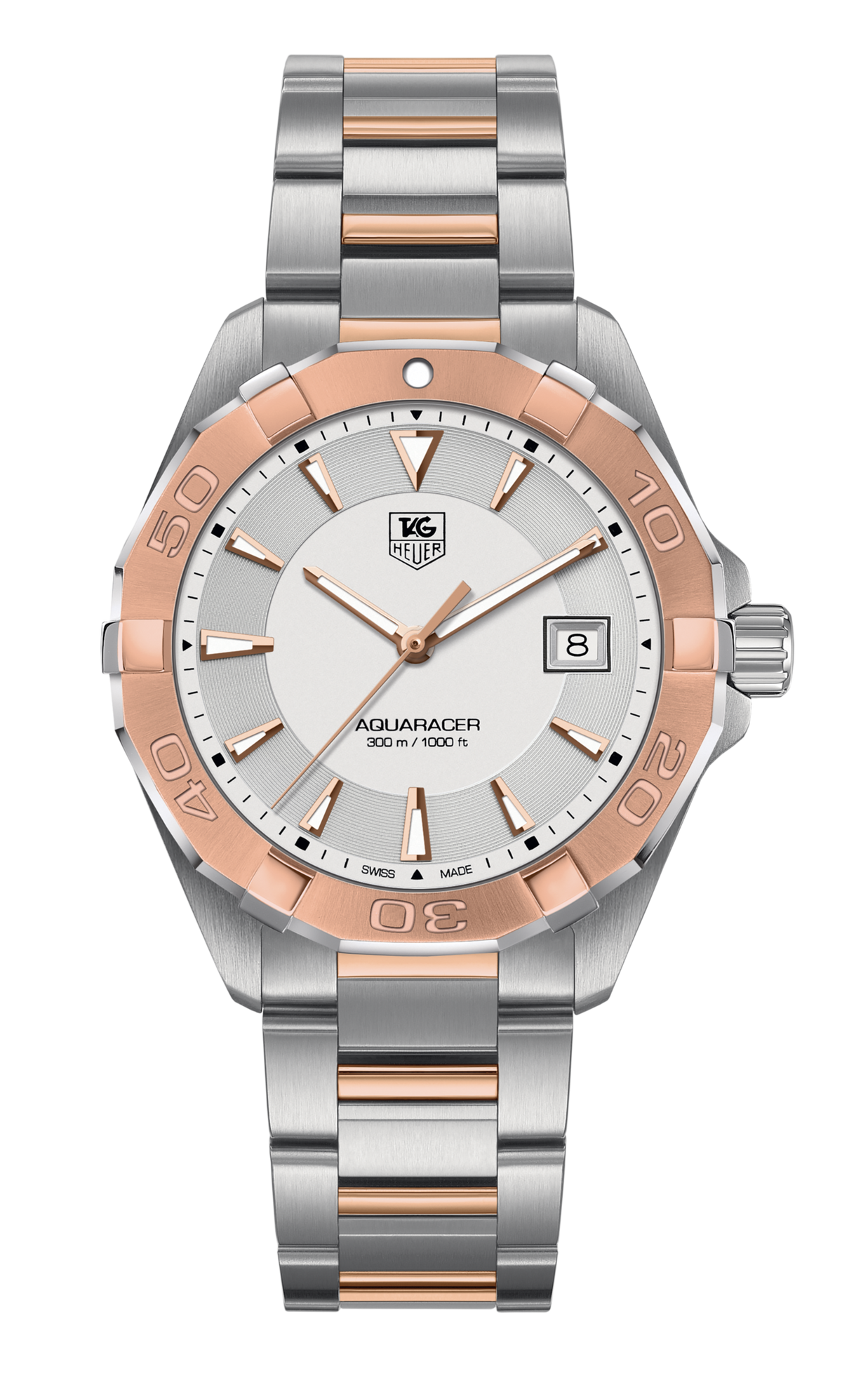 Tag Heuer Aquaracer Quartz White Dial Silver Strap Watch for Men - WAY1150.BD0911