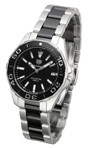 Tag Heuer Aquaracer Quartz Black Dial Two Tone Steel Strap Watch for Men - WAY131A.BA0913